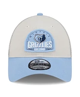 New Era Men's Khaki/Light Blue Memphis Grizzlies Throwback Patch Trucker 9Forty Adjustable Hat