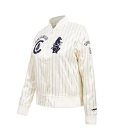 Pro Standard Men's Cream Chicago Cubs Cooperstown Collection Pinstripe Retro Classic Full-Button Satin Jacket