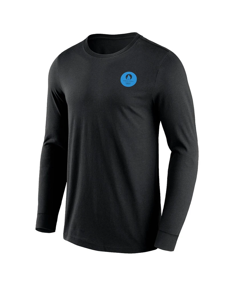 Fanatics Branded Men's Black Paris 2024 Text Block Overlay Long Sleeve T-Shirt