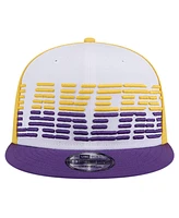 New Era Men's White/Purple Los Angeles Lakers Throwback Gradient Tech Font 9fifty Snapback Hat