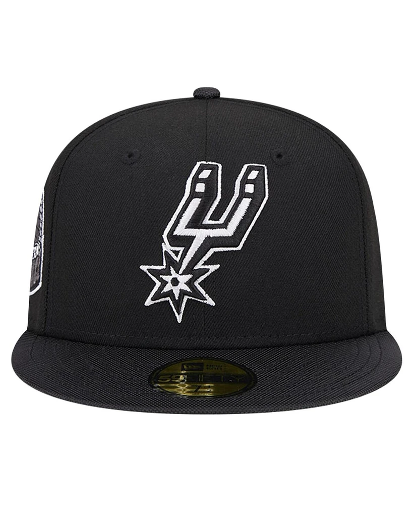 New Era Men's Black San Antonio Spurs Active Satin Visor 59fifty Fitted Hat