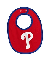 Outerstuff Newborn Infant White Philadelphia Phillies Base Hitter Bodysuit, Bib Bootie Set