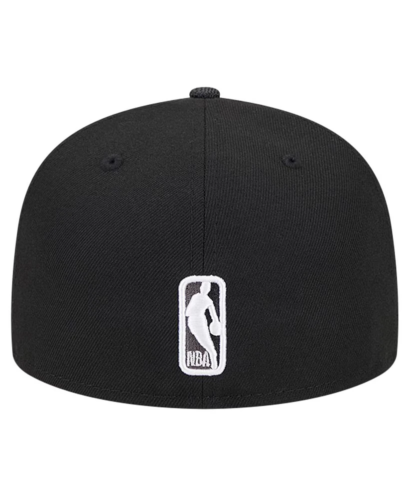 New Era Men's Black San Antonio Spurs Active Satin Visor 59fifty Fitted Hat