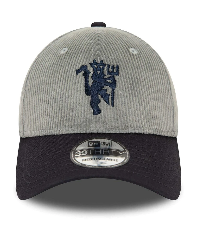 New Era Men's Gray Manchester United Corduroy 39Thirty Flex Hat