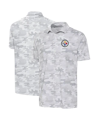 Antigua Men's White Pittsburgh Steelers Collide Polo