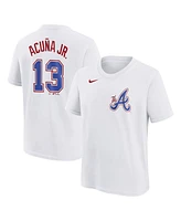 Nike Youth Ronald Acuna Jr. White Atlanta Braves Fuse City Connect Name Number T-Shirt