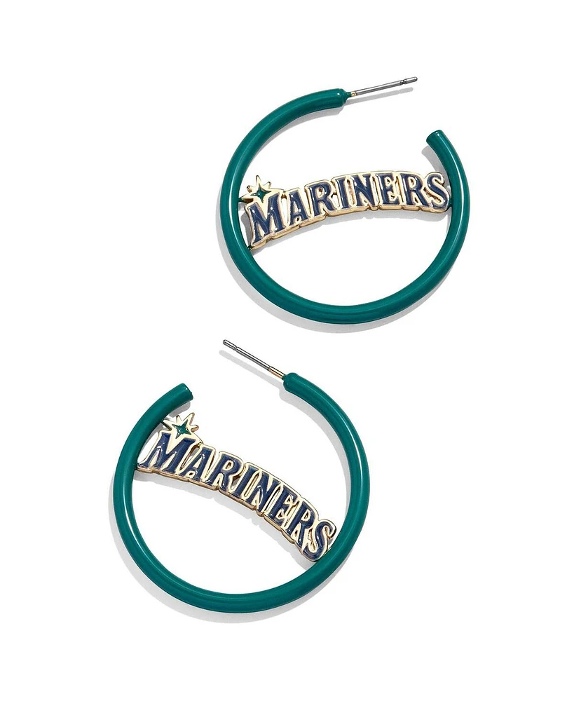 BaubleBar Seattle Mariners Enamel Hoop Earrings