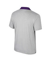 Colosseum Men's Gray Tcu Horned Frogs Tuck Striped Polo