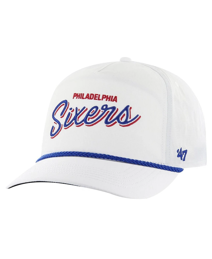 47 Brand Men's White Philadelphia 76ers Fairway Hitch brrr Adjustable Hat