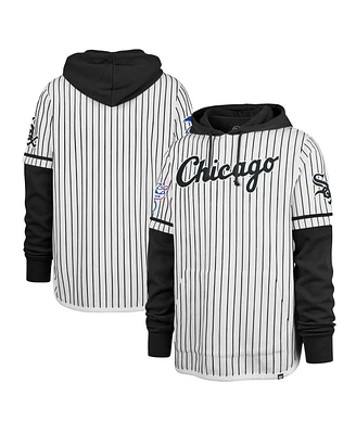 47 Brand Men's White Chicago Sox Pinstripe Double Header Pullover Hoodie