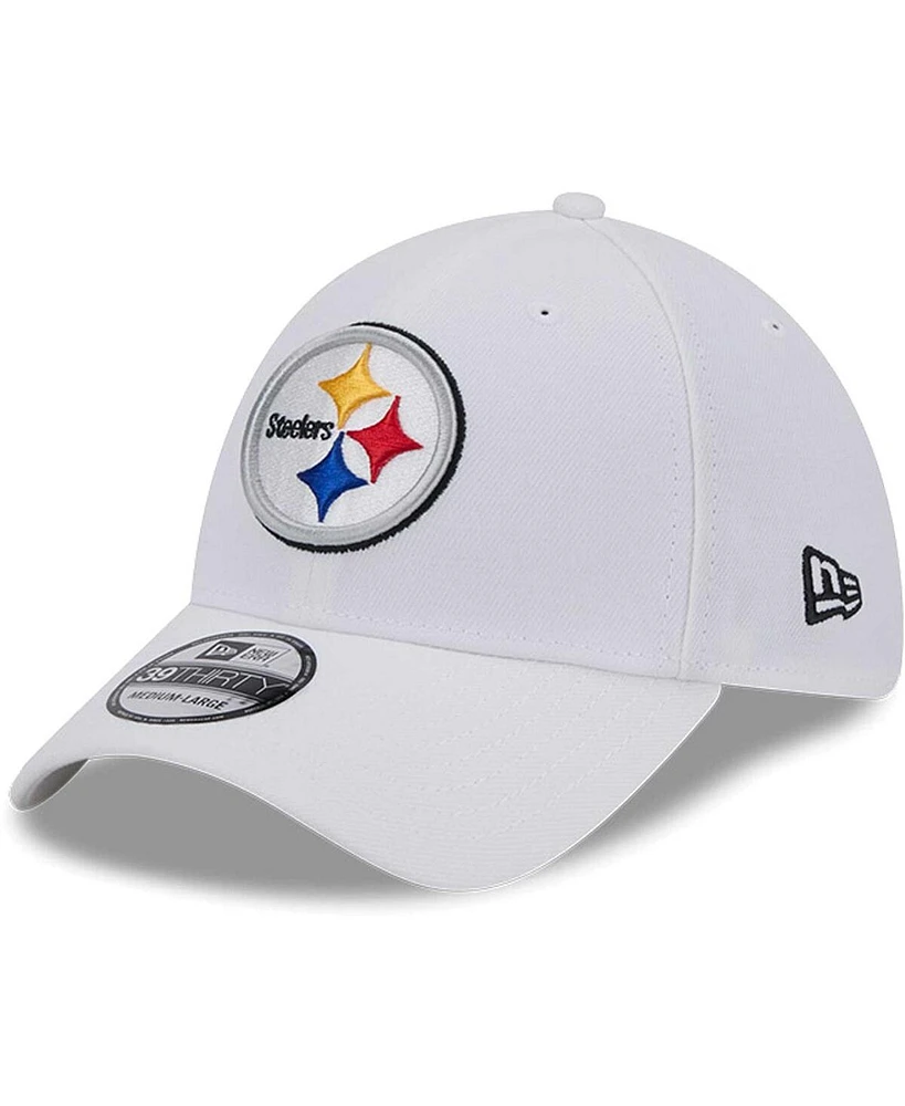 New Era Men's White Pittsburgh Steelers Main 39Thirty Flex Hat