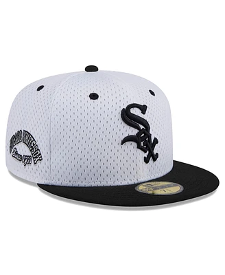 New Era Men's White Chicago Sox Throwback Mesh 59Fifty Fitted Hat