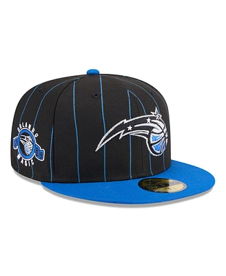 New Era Men's Black/Blue Orlando Magic Pinstripe Two-Tone 59Fifty Fitted Hat