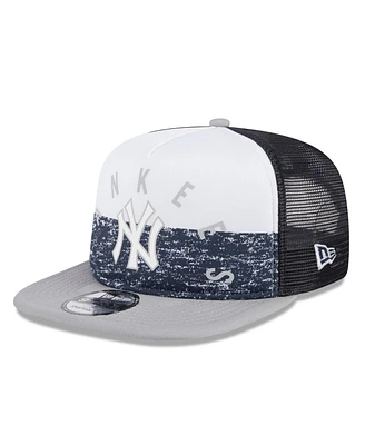 New Era Men's White/Gray New York Yankees Team Foam Front A-Frame Trucker 9Fifty Snapback Hat