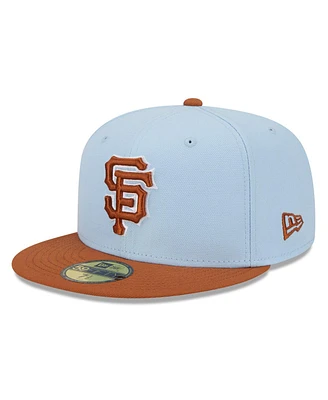 New Era Men's Light Blue/ San Francisco Giants Spring Color Basic Two-Tone 59Fifty Fitted Hat