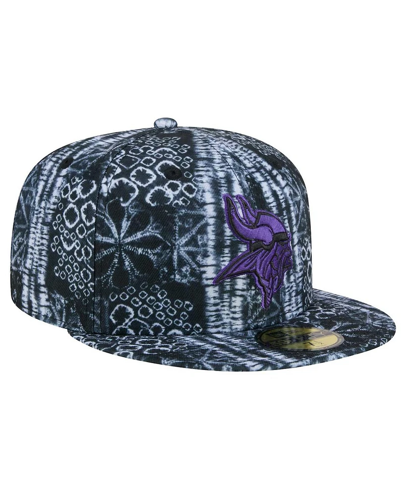 New Era Men's Black Minnesota Vikings Shibori 59fifty Fitted Hat