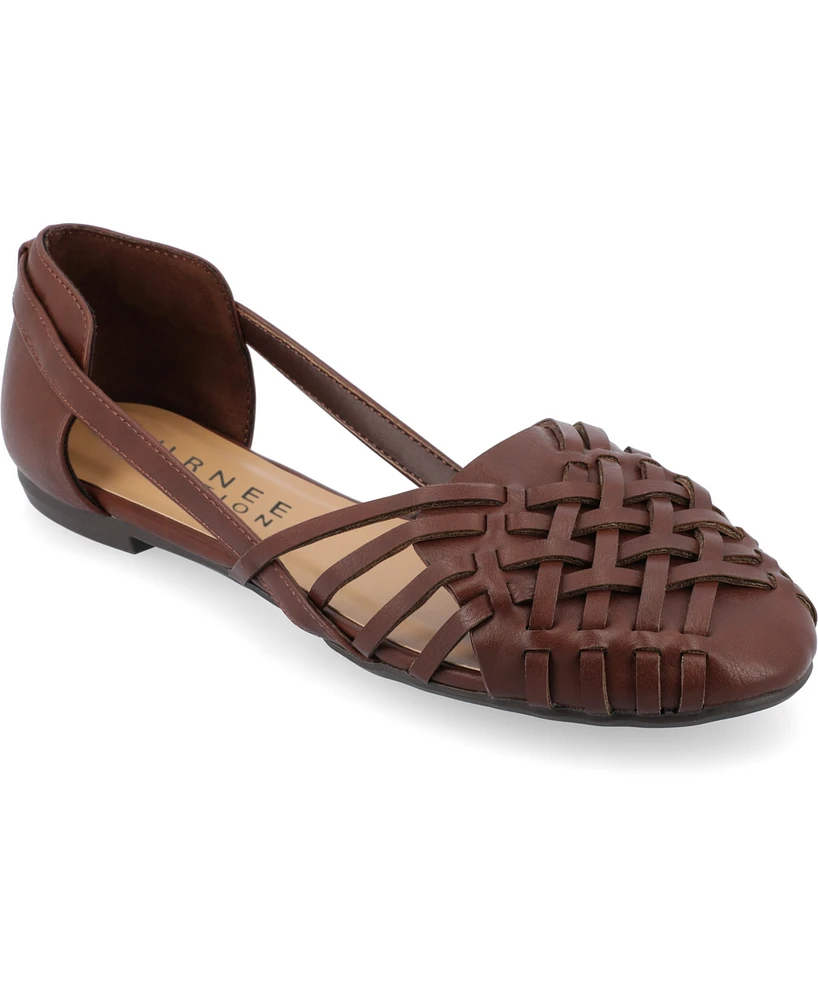 Journee Collection Women's Ekko Woven Round Toe Flats