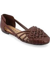 Journee Collection Women's Ekko Woven Round Toe Flats