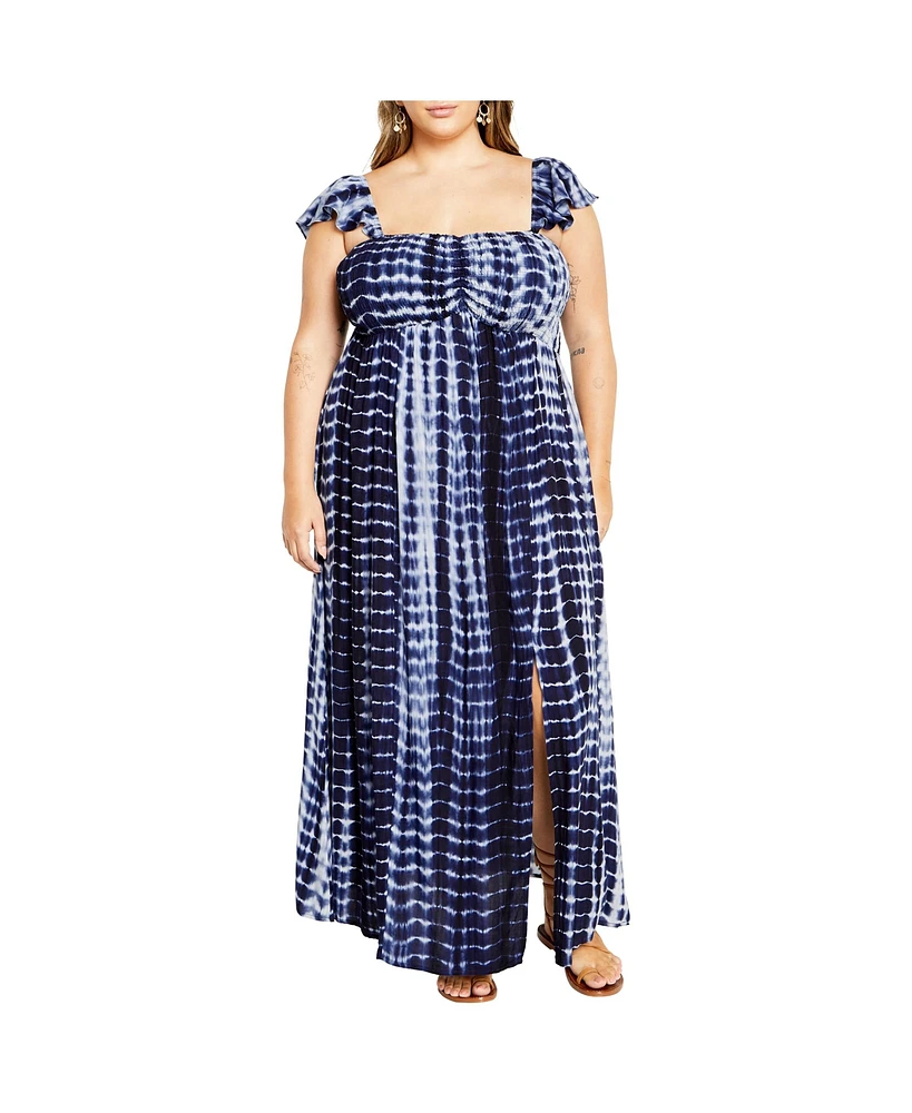 City Chic Plus Tiarne Tie Dye Maxi Dress