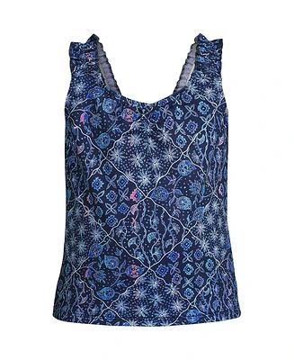 Lands' End Girls Ruffle Strap Tankini Swim Top