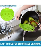 Zulay Kitchen Adjustable Clip On Silicone Pot Strainer For Most Pots & Pans