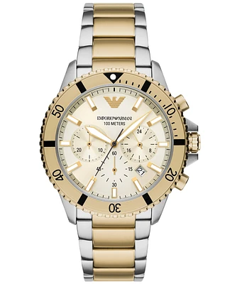 Emporio Armani Men's Chronograph Two-Tone Stainless Steel Bracelet Watch 43mm