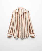 Mango Women's 100% Cotton Striped Shirt