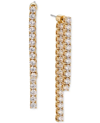 Eliot Danori Silver-Tone Cubic Zirconia Front-to-Back Linear Drop Earrings, Created for Macy's
