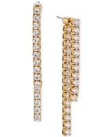 Eliot Danori Silver-Tone Cubic Zirconia Front-to-Back Linear Drop Earrings, Created for Macy's