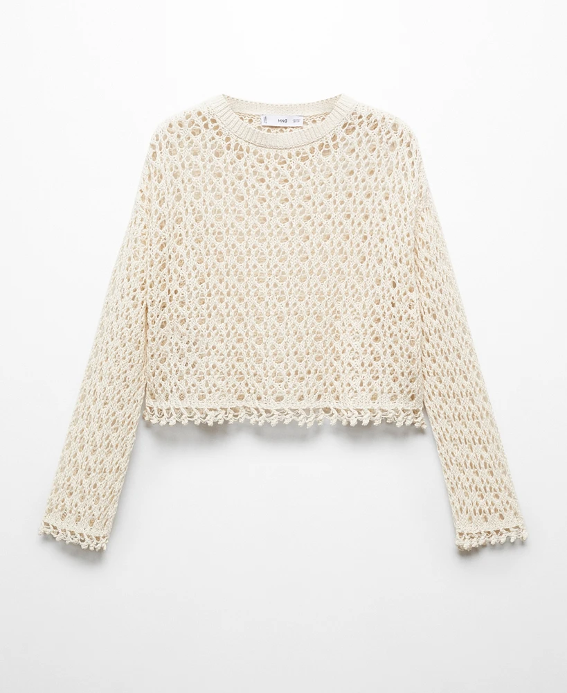 Mango Women's Cotton Crochet Sweater