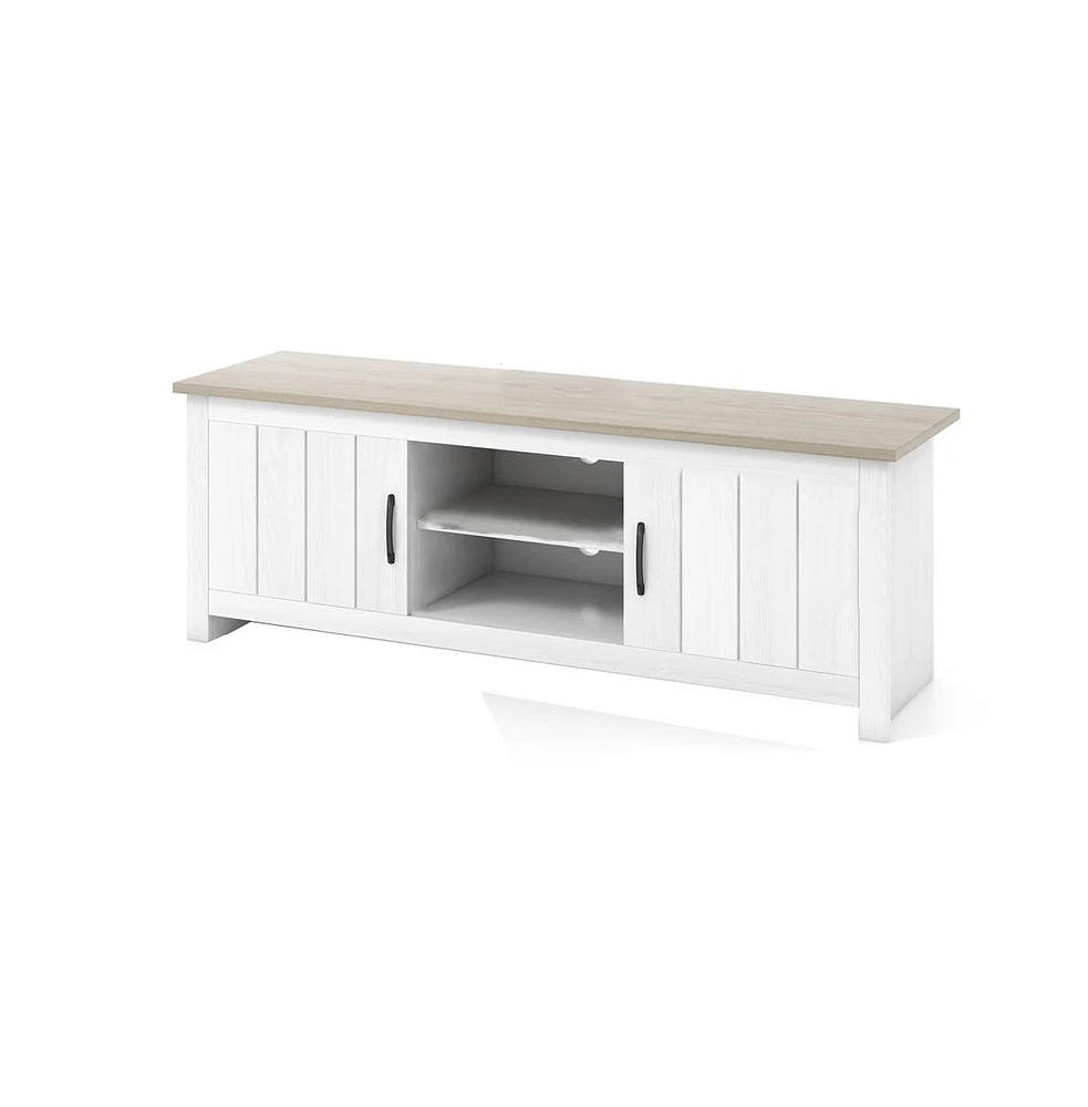 Slickblue Tv Stand with 2 Cabinets and Open Shelves for TVs up to 65 Inch