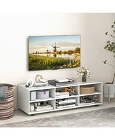 Slickblue Tv Stand with 6 Storage Compartments-White