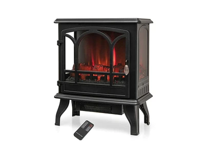 Slickblue 20 Inch 1400 W Freestanding Electric Fireplace with Realistic Flame-Black