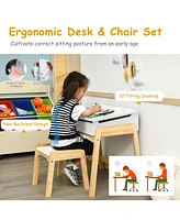 Slickblue Kids Activity Table and Chair Set with Storage Space for Homeschooling