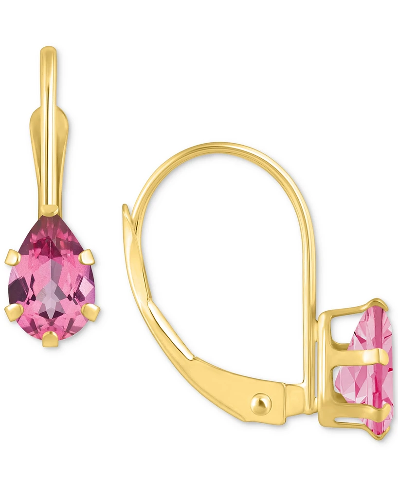 Pink Topaz Pear-Cut Solitaire Leverback Earrings (1 ct. t.w.) 10k Gold