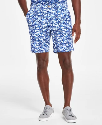 Club Room Men's Keys Regular-Fit Stretch Palm Leaf-Print 9" Shorts, Created for Macy's