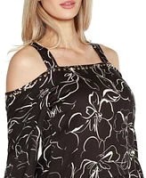 Belldini Women's Embellished Cold Shoulder Top