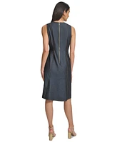 Calvin Klein Women's Crewneck Sleeveless Denim Sheath Dress