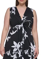 Calvin Klein Plus Size V-Neck Jersey Sleeveless A-Line Dress