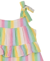 Rare Editions Little Girls Striped Metallic Midi Dress