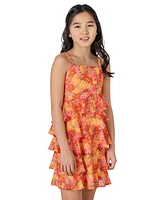 Rare Editions Big Girls Floral-Print Chiffon Ruffle Dress