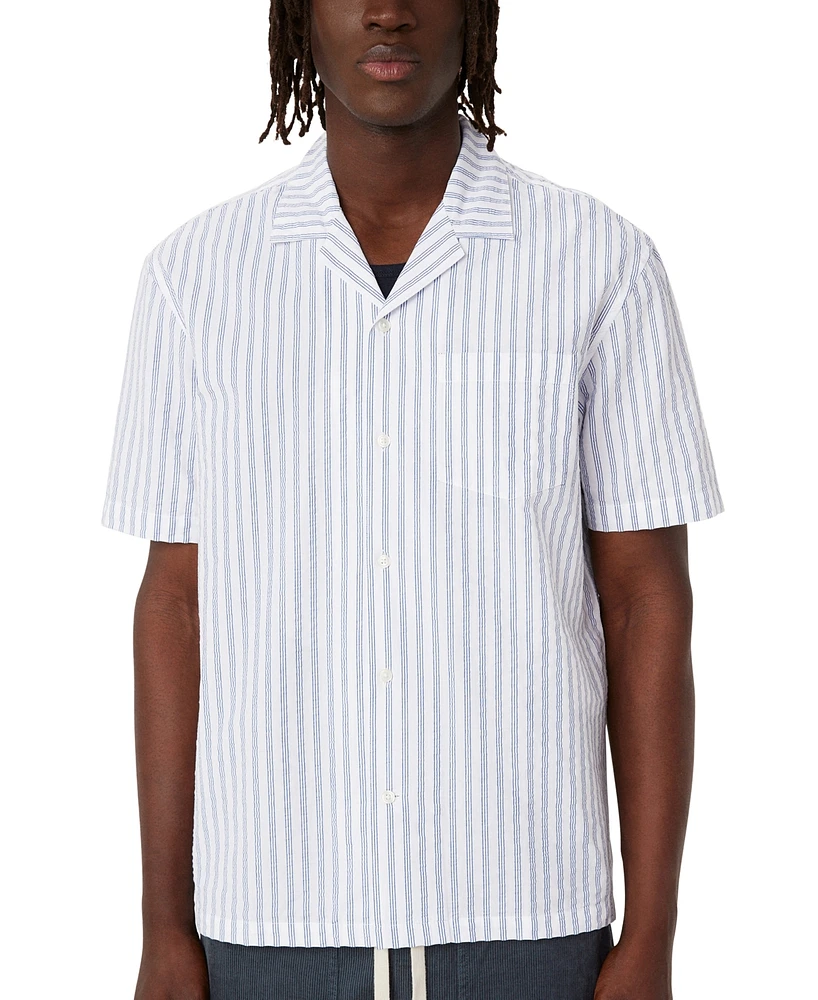 Frank And Oak Men's Short Sleeve Seersucker Button-Front Shirt