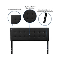 Button Tufted Queen Upholstered Headboard