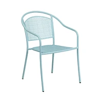 Commercial 35.5" Square Metal Garden Patio Table Set W/ 2 Round Back Chairs