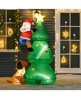 Homcom 6' Christmas Outdoor Santa Claus & Tree Yard Inflatable Led Holiday Decoration