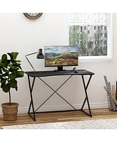 Homcom Home Office Computer Writing Desk with Z and X Bar Frame Support, Black