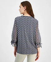 Nautica Jeans Women's Mixed Media Popover Top