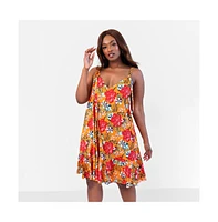 Rebdolls Plus Size Island Dream Tropical Print Shift Mini Dress