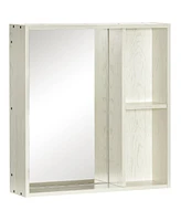 Kleankin 24.75 Inch x 25.5 Inch Medicine Cabinet with Mirror, Storage Shelf, Wall Mounted Bathroom Cabinet, White