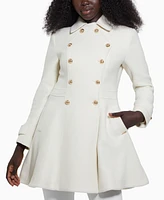 Guess Women's Collared Double-Breasted Peplum Coat